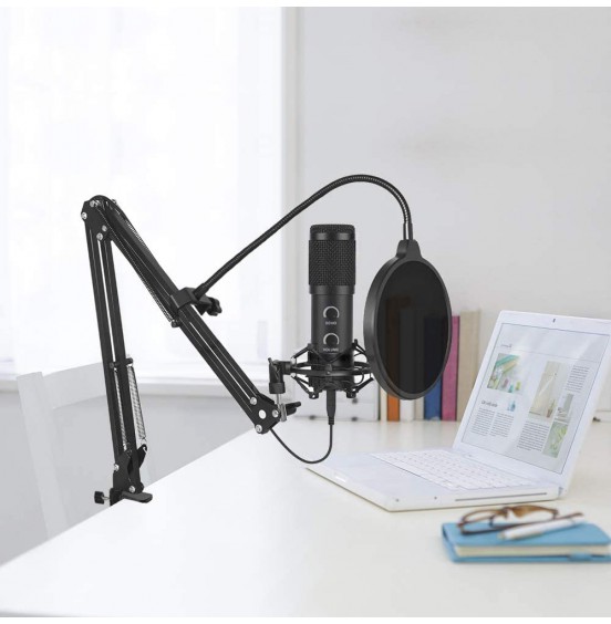 2021 Upgraded USB Condenser Microphone for Computer, Great for Gaming, Podcast, LiveStreaming, YouTube Recording, Karaoke on PC, Plug & Play, with Adjustable Metal Arm Stand, Ideal for Gift, Black 2021 Upgraded USB Condenser Microphone for Computer, Great for Gaming, Podcast, LiveStreaming, YouTube Recording, Karaoke on PC, Plug & Play, with Adjustable Metal Arm Stand, Ideal for Gift, Black