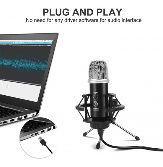 GUDEHOLO USB Microphone for Computer with Adjustment Arm Stand, Mute Button, USB Mic for Gaming, Podcast, Live Streaming, YouTube on PC, Fits for Windows & PC, not for Phone GUDEHOLO USB Microphone for Computer with Adjustment Arm Stand, Mute Button, USB Mic for Gaming, Podcast, Live Streaming, YouTube on PC, Fits for Windows & PC, not for Phone