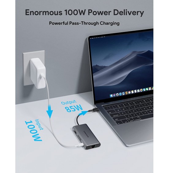 USB C Hub 9 in 1, MAVINEX USB C Adapter 4K to HDMI, 100W Power Delivery, 5Gbps USB-C Data Port, 3 USB 3.0 Ports, MicroSD/TF, 1Gbps Ethernet Docking Station for MacBook, Dell XPS, More Type C Devices USB C Hub 9 in 1, MAVINEX USB C Adapter 4K to HDMI, 100W Power Delivery, 5Gbps USB-C Data Port, 3 USB 3.0 Ports, MicroSD/TF, 1Gbps Ethernet Docking Station for MacBook, Dell XPS, More Type C Devices