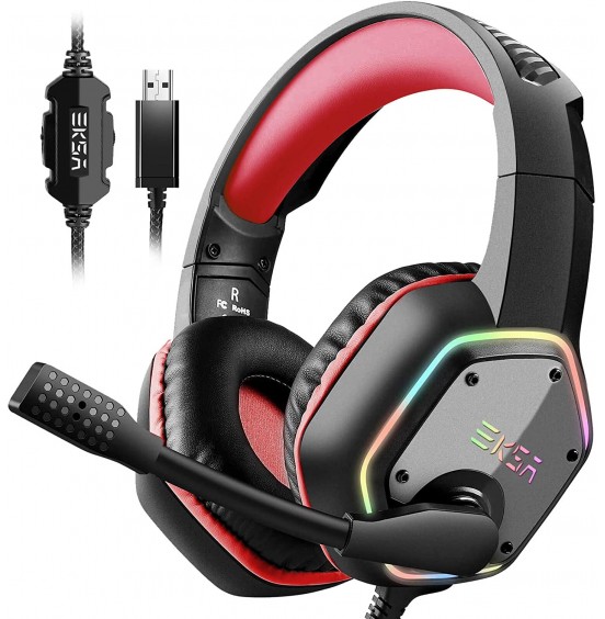 EKSA E1000 USB Gaming Headset for PC - Computer Headphones with Microphone/Mic Noise Cancelling, 7.1 Surround Sound Wired Headset&RGB Light - Gaming Headphones for PS4/PS5 Console Laptop EKSA E1000 USB Gaming Headset for PC - Computer Headphones with Microphone/Mic Noise Cancelling, 7.1 Surround Sound Wired Headset&RGB Light - Gaming Headphones for PS4/PS5 Console Laptop