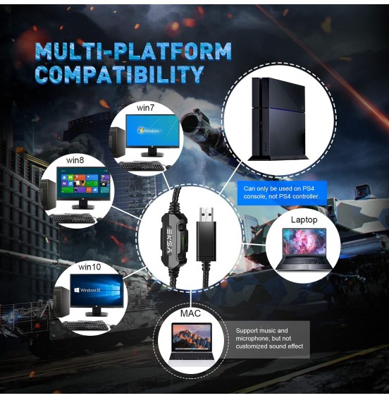 EKSA E1000 USB Gaming Headset for PC - Computer Headphones with Microphone/Mic Noise Cancelling, 7.1 Surround Sound Wired Headset&RGB Light - Gaming Headphones for PS4/PS5 Console Laptop EKSA E1000 USB Gaming Headset for PC - Computer Headphones with Microphone/Mic Noise Cancelling, 7.1 Surround Sound Wired Headset&RGB Light - Gaming Headphones for PS4/PS5 Console Laptop