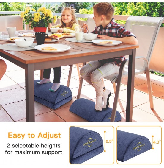 Foot Rest for Under Desk at Work , Ergonomic Memory Foam Foot Stool Cushion for Home Office, Gaming, Computer - Adjustable 2 Heights Under Desk Footrest with Breathable Washable Cover by AMERIERGO Foot Rest for Under Desk at Work , Ergonomic Memory Foam Foot Stool Cushion for Home Office, Gaming, Computer - Adjustable 2 Heights Under Desk Footrest with Breathable Washable Cover by AMERIERGO